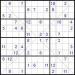 Судоку Х 12х12 #14 трудный