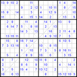 Судоку Х 16х16 #11 легкий