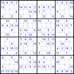 Судоку Х 16х16 #13 легкий
