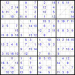 Судоку Х 16х16 #19 легкий
