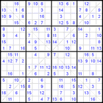 Судоку Х 16х16 #20 легкий