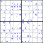 Судоку Х 16х16 #8 трудный