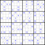 Судоку Х 16х16 #9 трудный