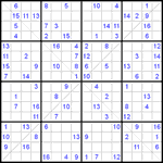 Судоку Х 16х16 #13 трудный Судоку Х 16х16 #13 трудный