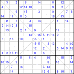 Судоку Х 16х16 #12 очень трудный