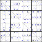 Судоку Х 16х16 #13 очень трудный