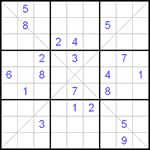 Судоку Х 9х9 #12 трудный