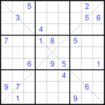 Судоку Х 9х9 #18 трудный