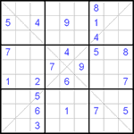 Судоку Х 9х9 #21 трудный