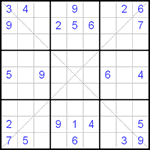 Судоку Х 9х9 #25 трудный