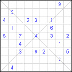 Судоку Х 9х9 #28 трудный