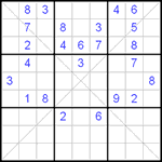 Судоку Х 9х9 #32 трудный