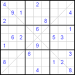 Судоку Х 9х9 #48 трудный