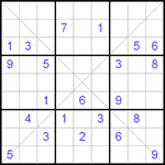 Судоку Х 9х9 #50 трудный