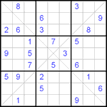 Судоку Х 9х9 #61 трудный