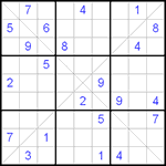 Судоку Х 9х9 #65 трудный