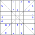 Судоку Х 9х9 #2 очень трудный