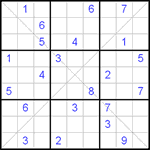 Судоку Х 9х9 #4 очень трудный