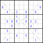 Судоку Х 9х9 #6 очень трудный