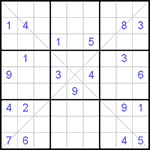 Судоку Х 9х9 #16 очень трудный