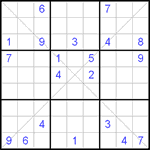 Судоку Х 9х9 #20 очень трудный
