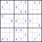 Судоку Х 9х9 #34 очень трудный