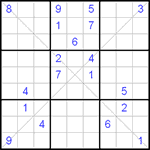 Судоку Х 9х9 #35 очень трудный