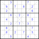 Судоку Х 9х9 #36 очень трудный