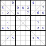 Судоку Х 9х9 #52 очень трудный