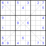 Судоку Х 9х9 #53 очень трудный