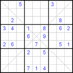 Судоку Х 9х9 #54 очень трудный