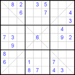 Судоку Х 9х9 #55 очень трудный