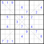 Судоку Х 9х9 #58 очень трудный