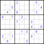 Судоку Х 9х9 #62 очень трудный