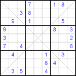 Судоку Х 9х9 #63 очень трудный