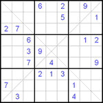 Судоку Х 9х9 #64 очень трудный