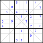 Судоку Х 9х9 #65 очень трудный