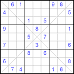 Судоку Х 9х9 #66 очень трудный