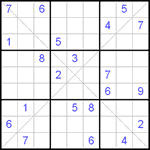 Судоку Х 9х9 #69 очень трудный