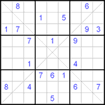 Судоку Х 9х9 #71 очень трудный