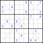 Судоку Х 9х9 #74 очень трудный