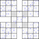 Самурай судоку #11 трудный
