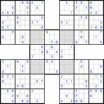 Самурай судоку #12 трудный