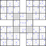 Самурай судоку #7 очень трудный