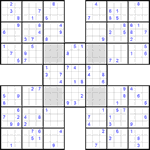 Самурай судоку #8 очень трудный
