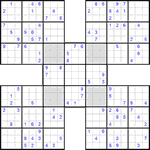 Самурай судоку #9 очень трудный