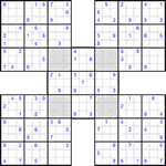 Самурай судоку #16 очень трудный