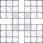 Самурай судоку #17 очень трудный