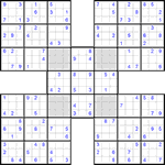 Самурай судоку #18 очень трудный