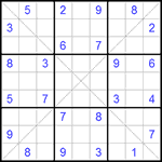 Судоку Х 9х9 #80 трудный